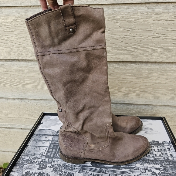 OTBT Petaluma tan taupe pull-on knee-high leather boots 9.5M - Picture 1 of 9
